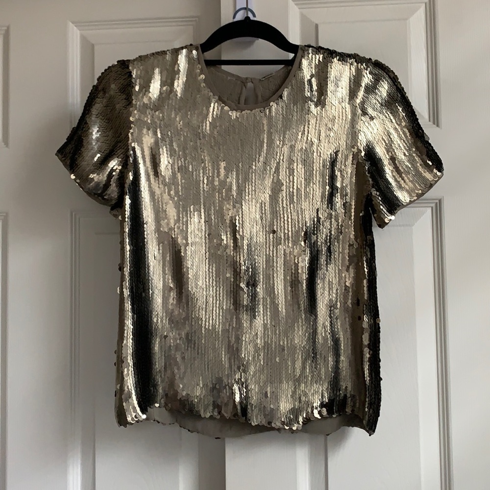 CHAN LUU X ANTHROPOLOGIE GOLD SEQUINED SHIRT